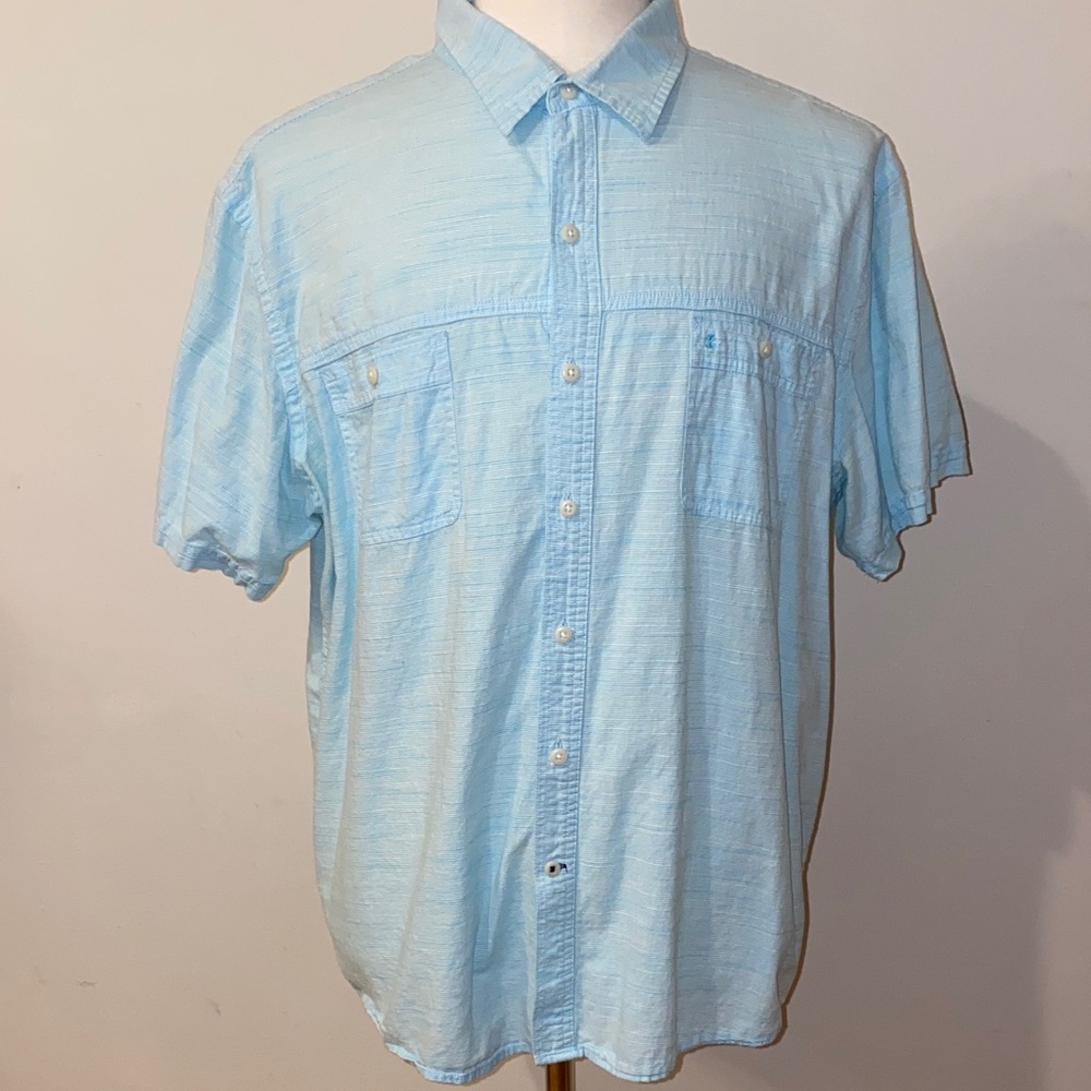 Izod Saltwater Relaxed Classic Blue Short Sleeve Button-Down Shirt Size XXL